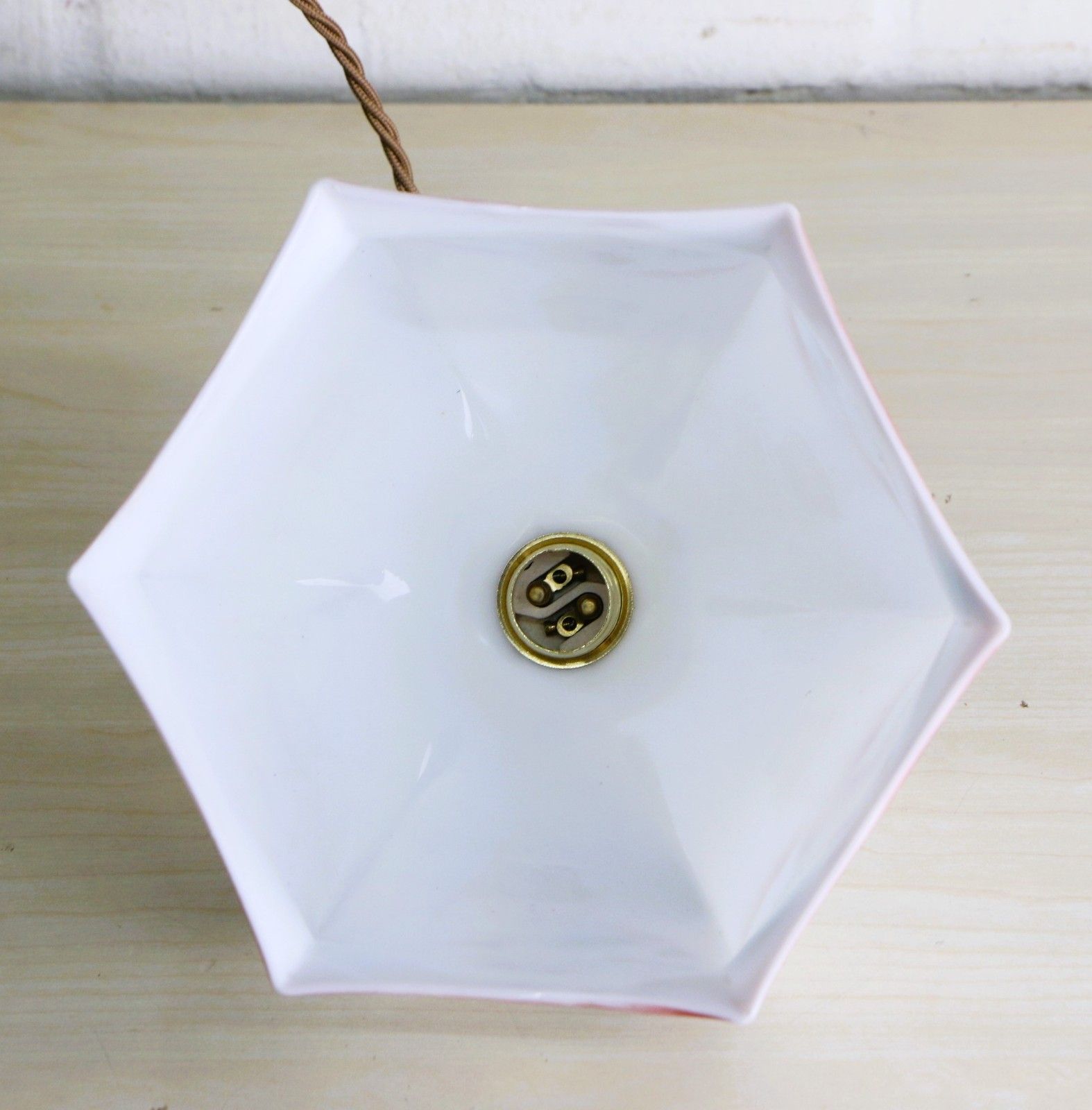 Ceiling Light Antique Milk Glass Pendant Decorated Sprayed Flower Silhouettes photo buy