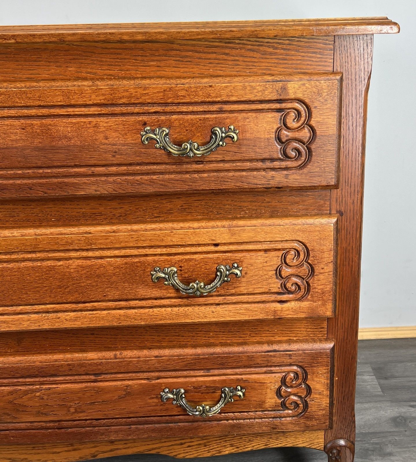 Chest Of Drawers Vintage French Louis Oak 3 Drawer Carved Cabinet Lot 4465 photo buy
