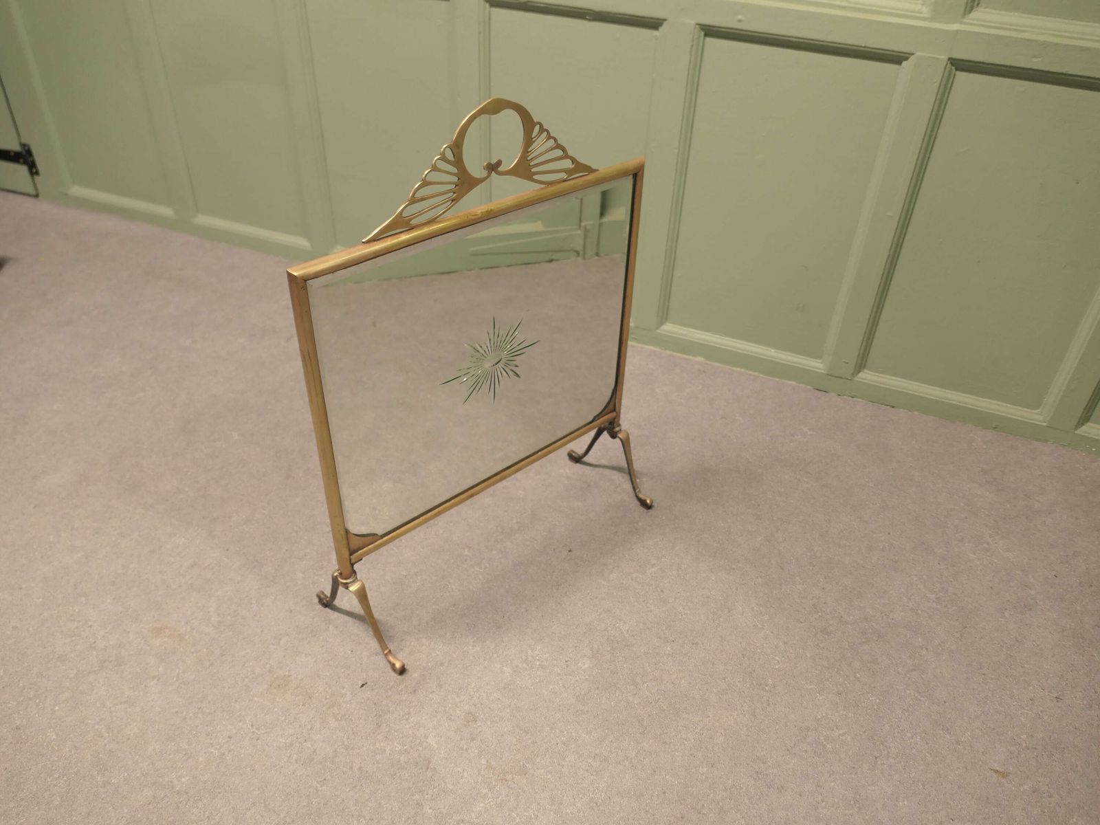An Art Deco Brass And Sunburst Mirror Fire Screen This Is A Decorative Fire Screen It Has photo buy