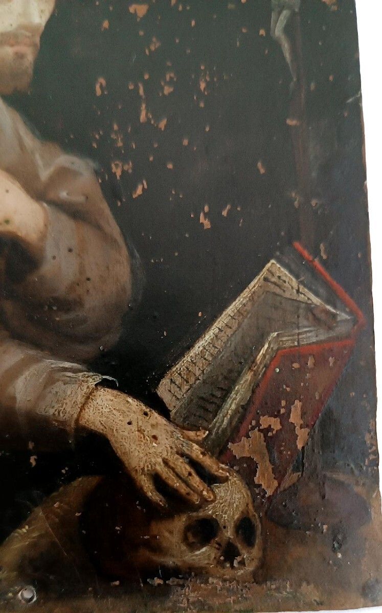 Old Painting On Copper, Italian School, 17th Century   Saint Francis photo 639.0