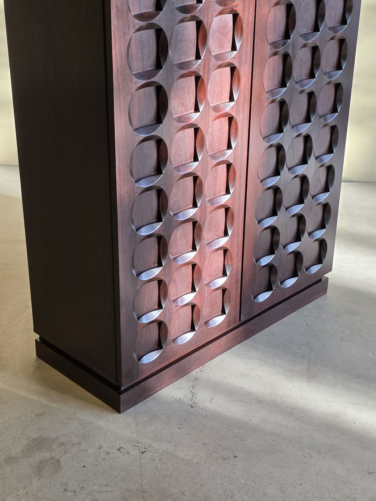 Brutalist Mahogany Bar Cabinet By Defour, Belgium, 1970s photo for sale