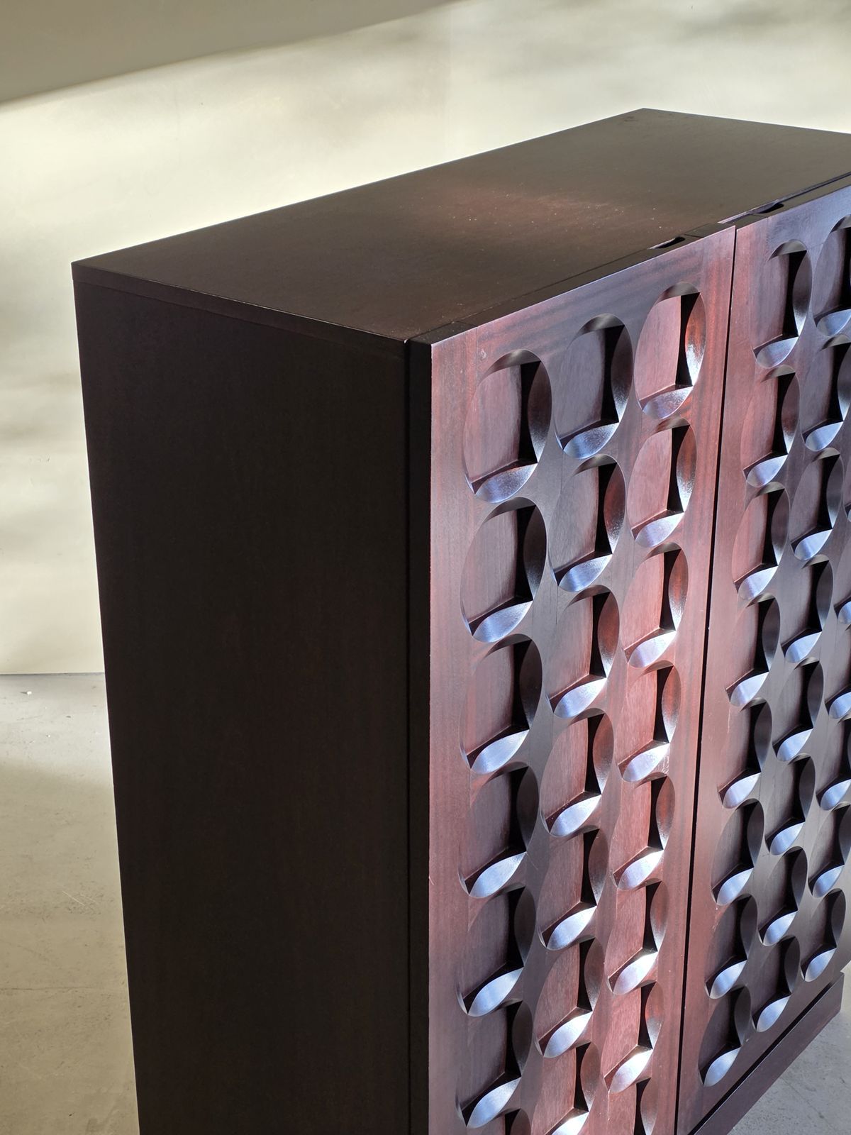 Brutalist Mahogany Bar Cabinet By Defour, Belgium, 1970s photo 3223.0