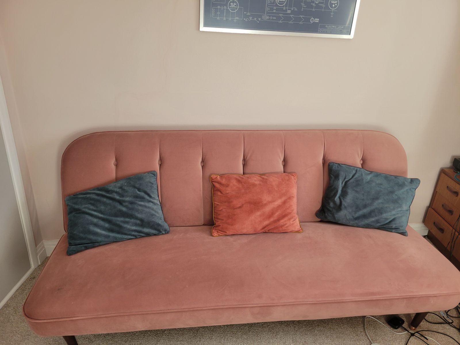 photo buy Made.Com Blush Pink Velvet Sofabed And Chair Storage 3 Piece Set
