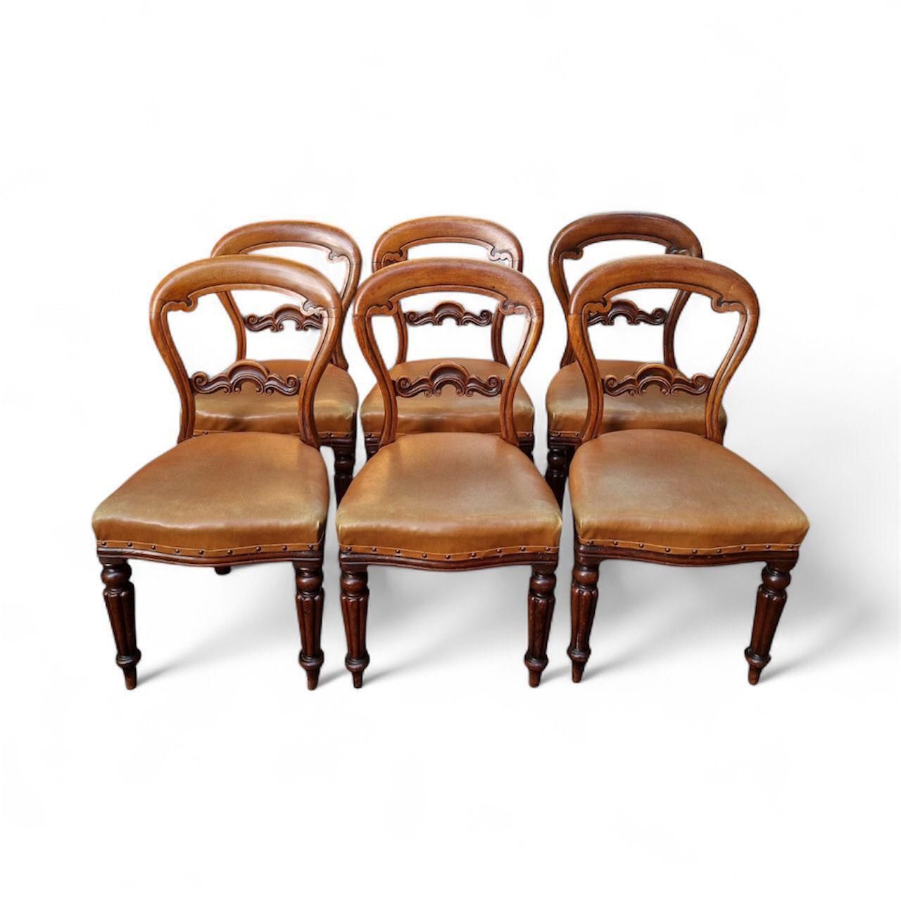 1149.0 Antique Victorian Balloon Back Dining Chairs / Set Of 6  / C.1880 / Free Delivery photo