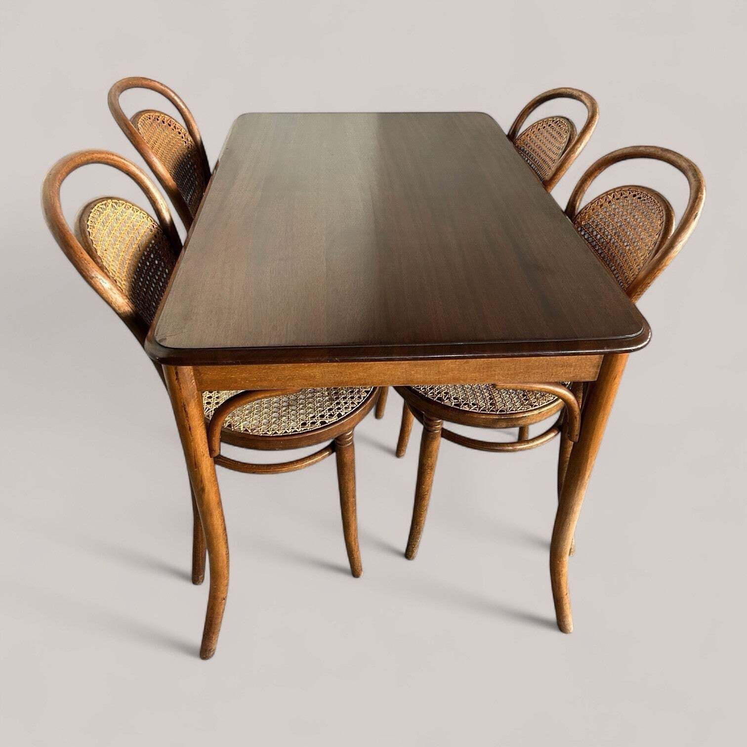 Vintage Thonet Style Dining Set – Beech And Cane photo for sale