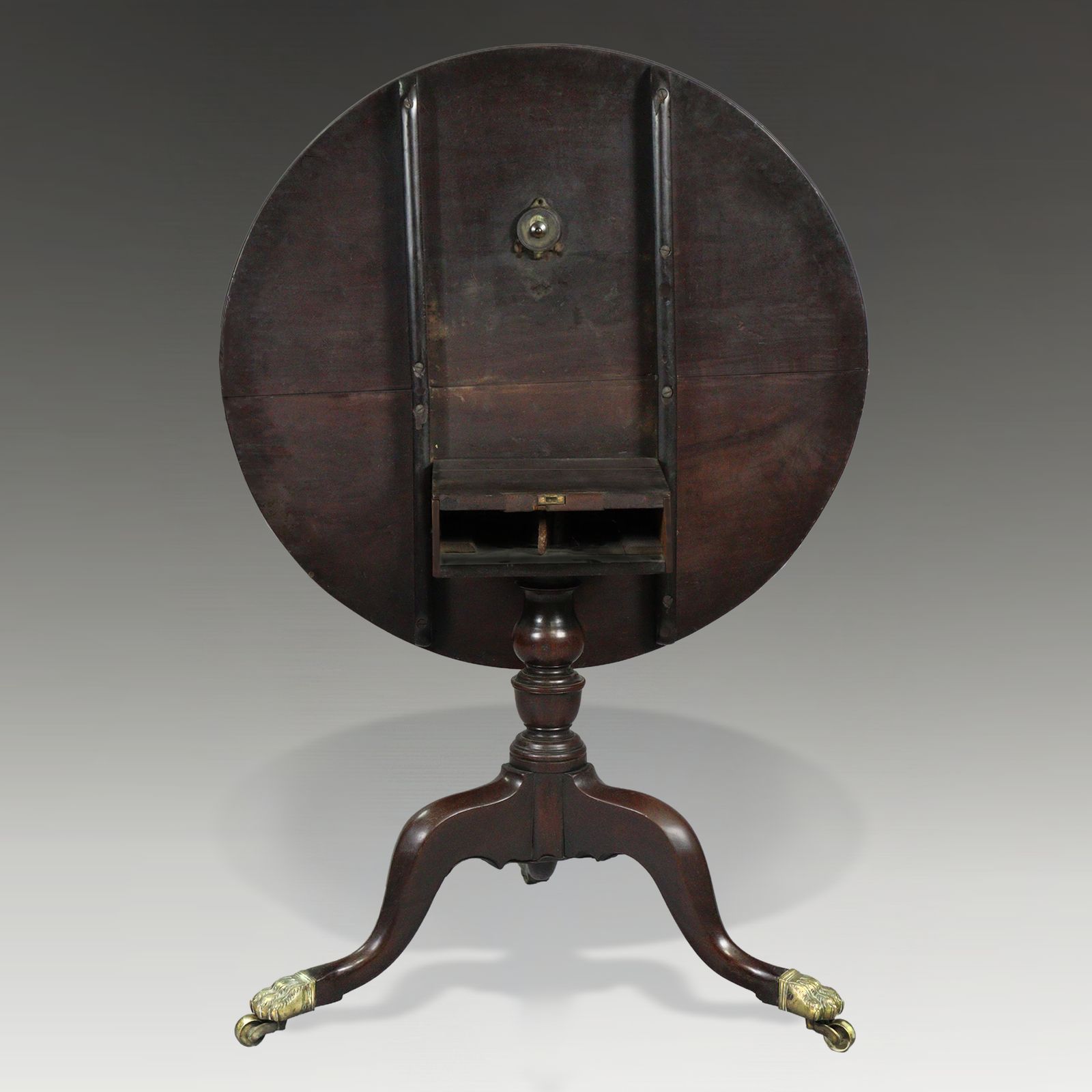 Rare 18thc Anglo Chinese Export Furniture Padouk & Zitan Large Tripod Table Circa 1750 photo for sale