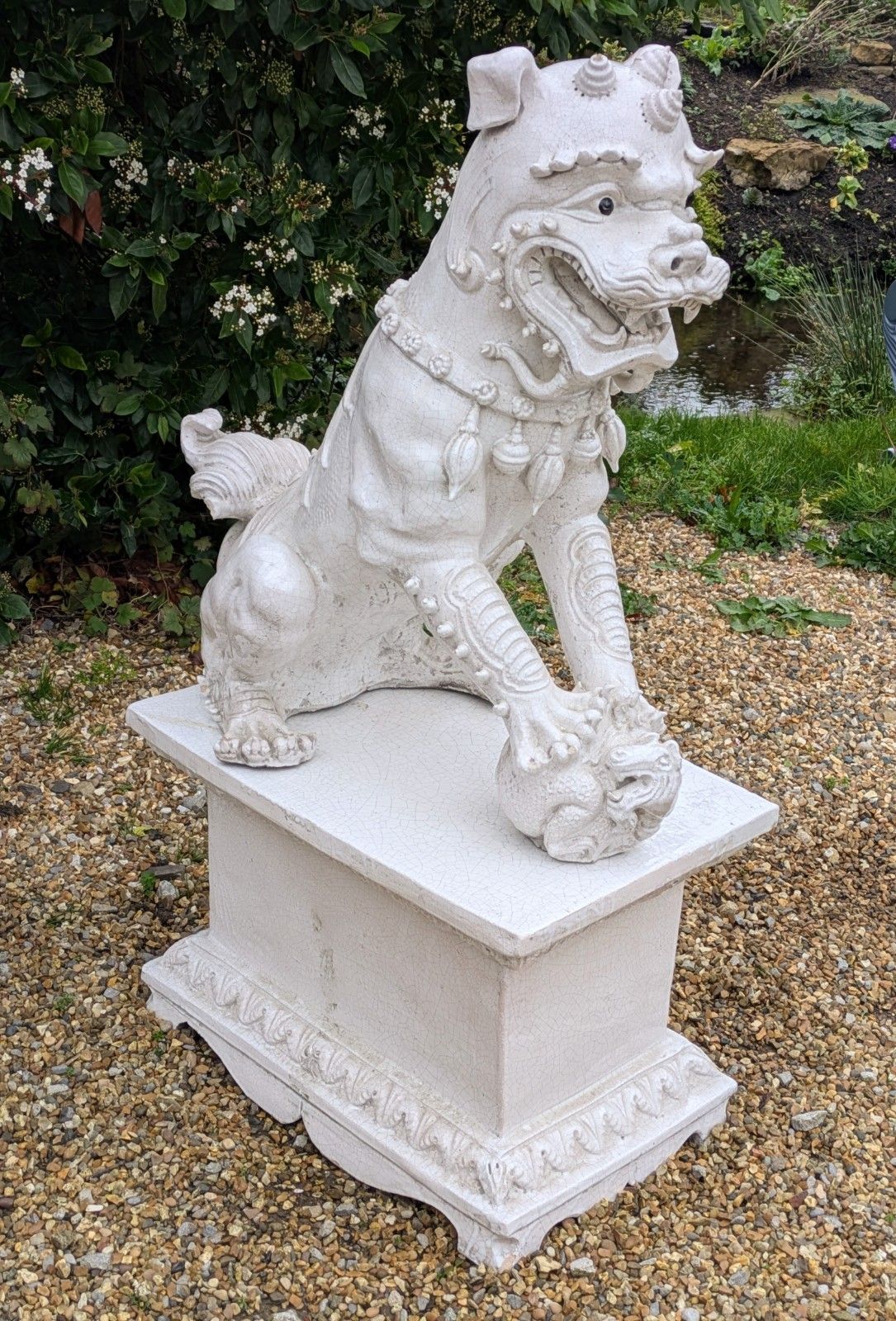 photo for sale Imposing Antique Dogs Of Foe Glazed Terracotta Dragon Lions