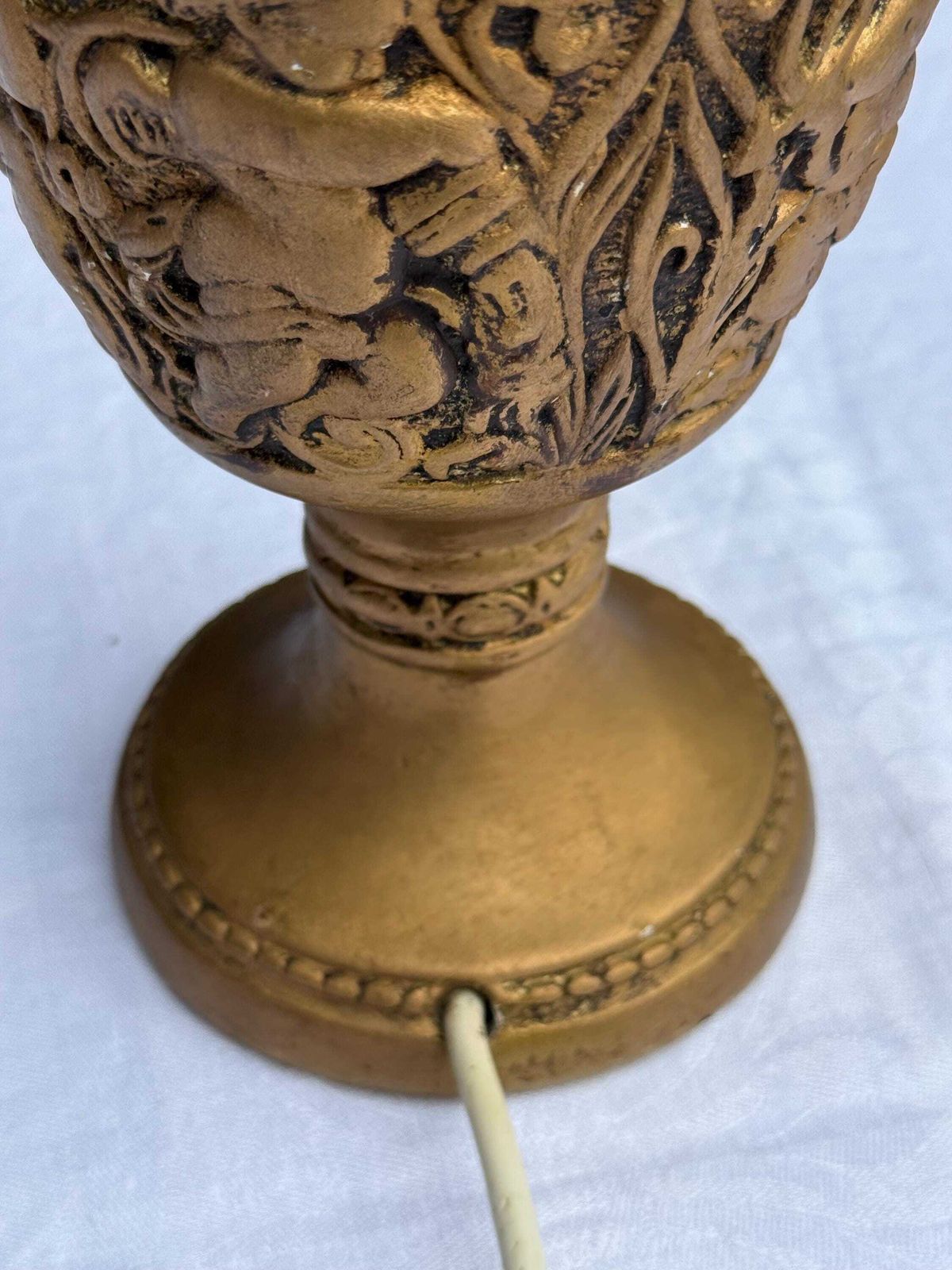 Retro 1970s Gold Cherub Lamp, Vintage Gilt Plaster Table Lamp, Baroque Angel Lamp In Antique Finish, Working Mid Century Light, Pat Tested photo Lighting