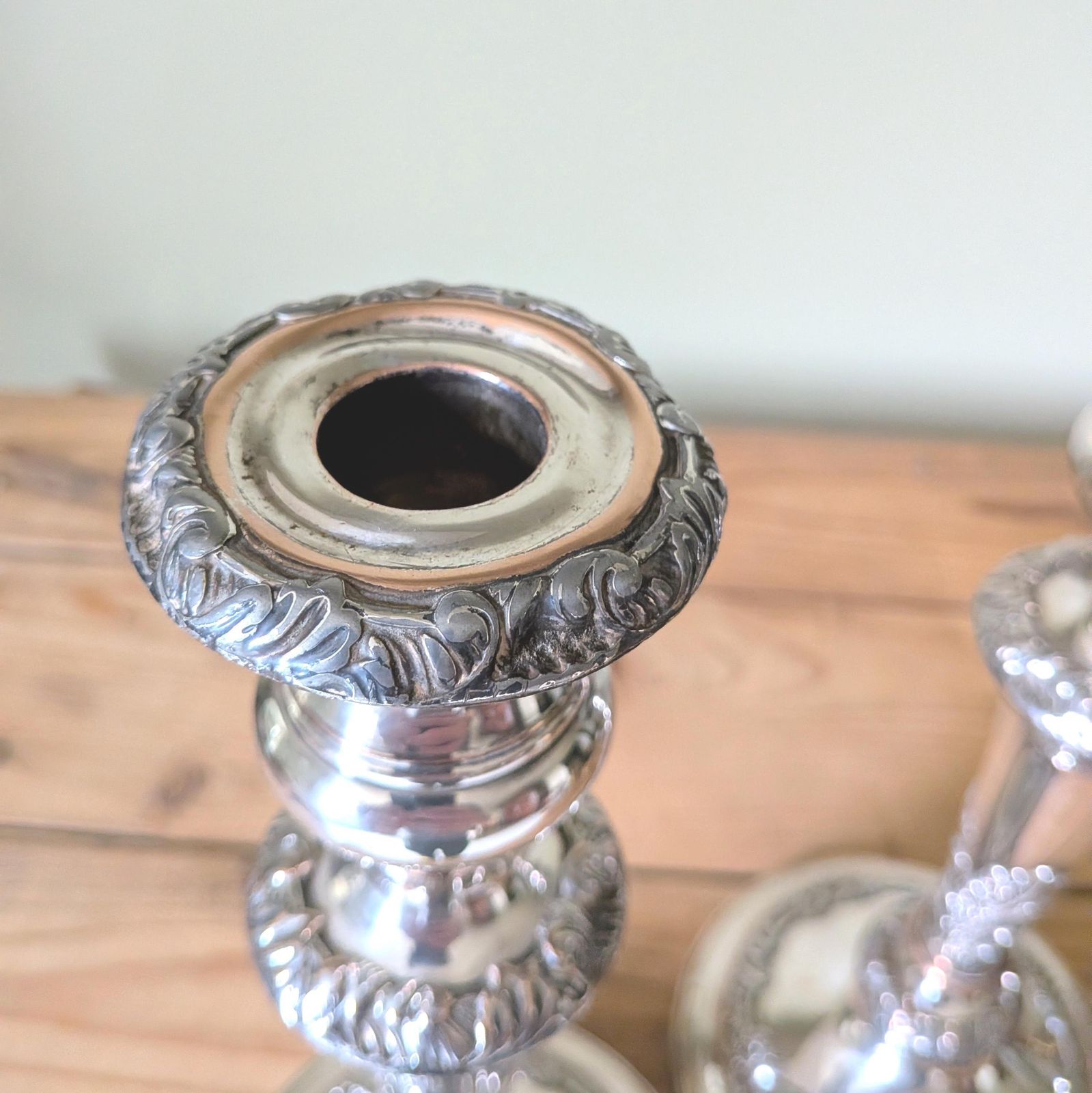 A Pair Of Antique Old Sheffield Plate English Silver Plate Candle Sticks Or Candlesticks Candle Holder C1880 photo buy