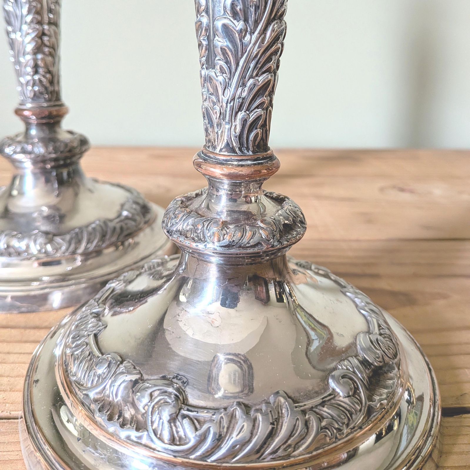 A Pair Of Antique Old Sheffield Plate English Silver Plate Candle Sticks Or Candlesticks Candle Holder C1880 photo vintage