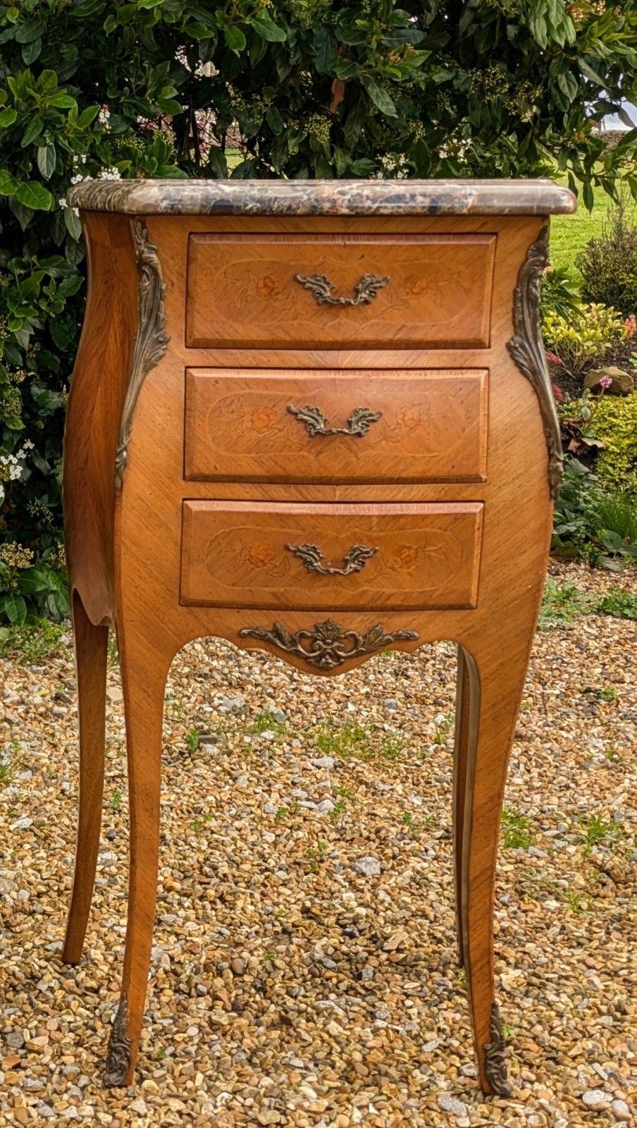 Good Pair Of French Walnut & Marble Bedside Cabinets photo vinterior