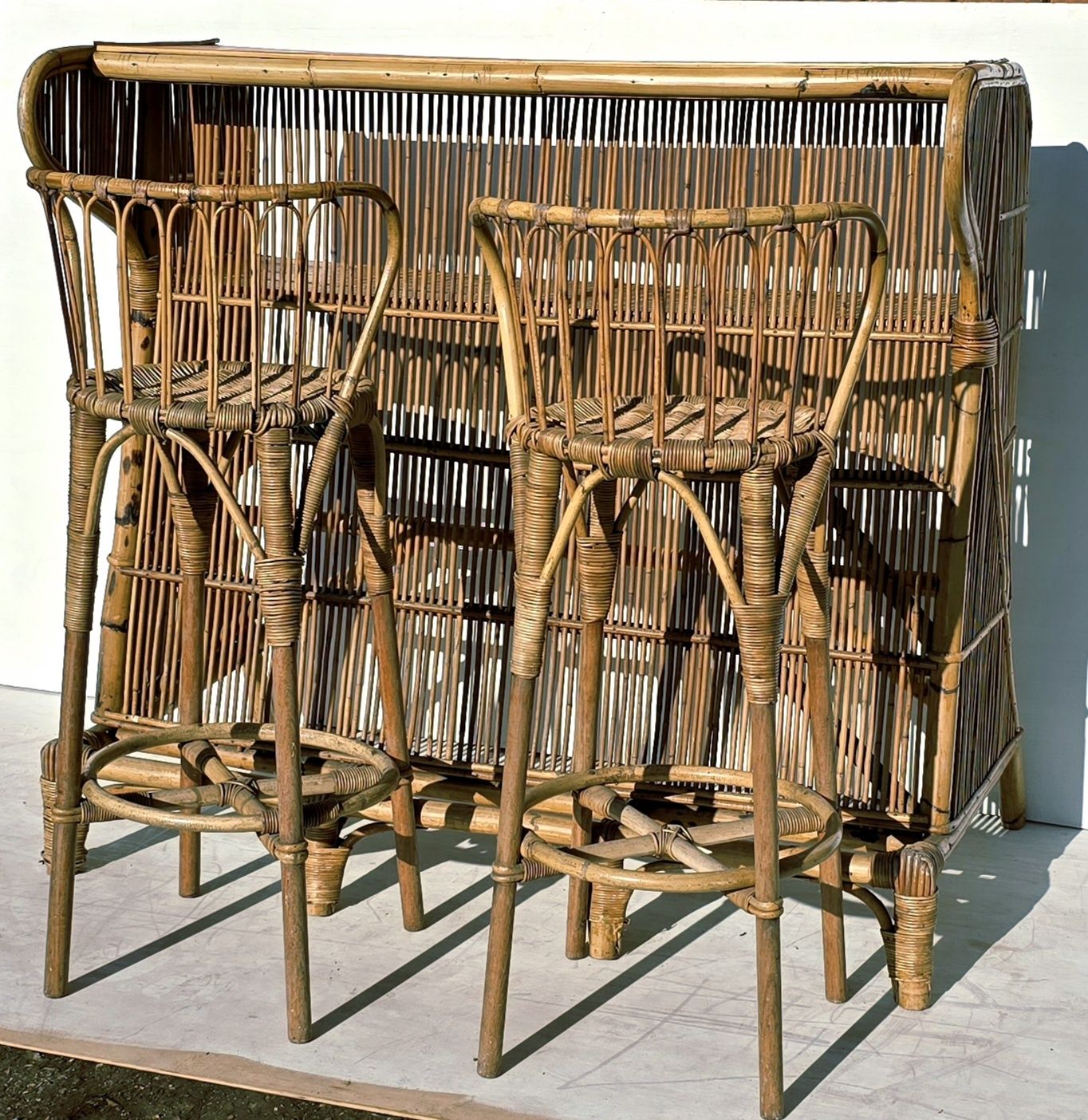 Mid Century Italian Bamboo Cocktail Bar Set photo furniture