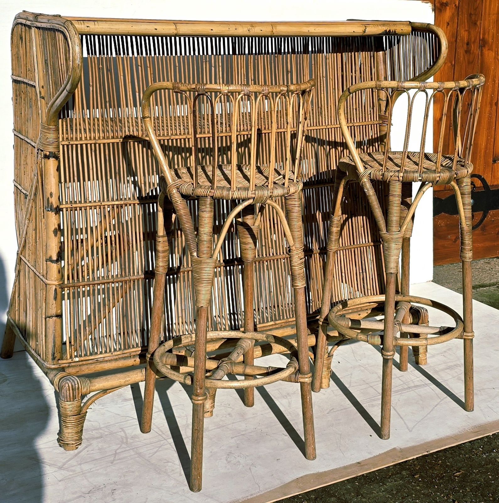 Mid Century Italian Bamboo Cocktail Bar Set photo for sale