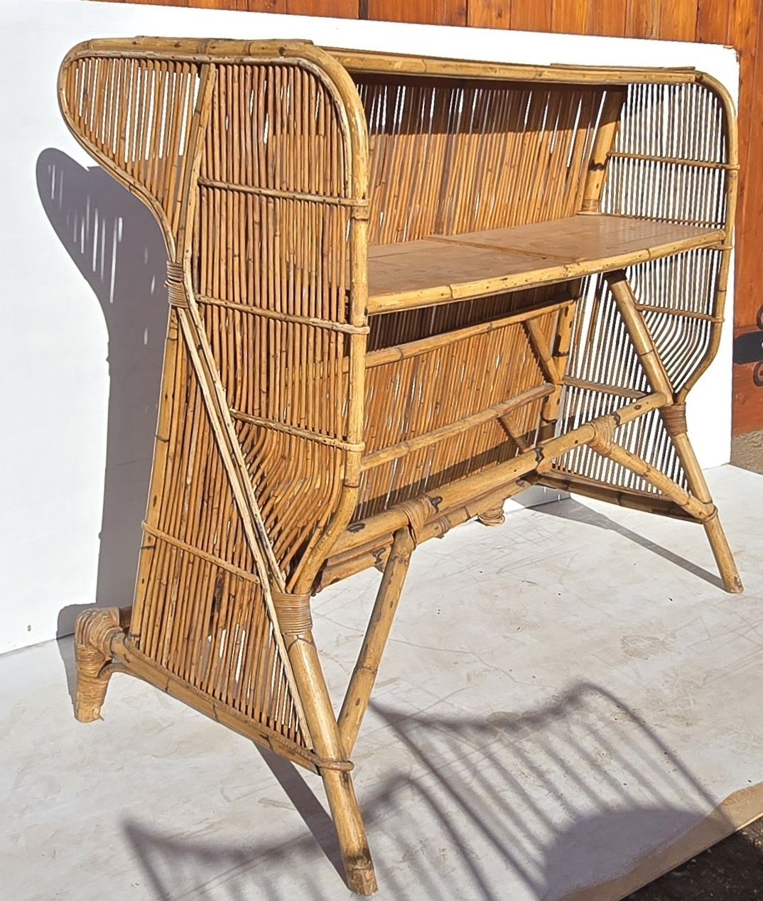 Furniture Mid Century Italian Bamboo Cocktail Bar Set photo