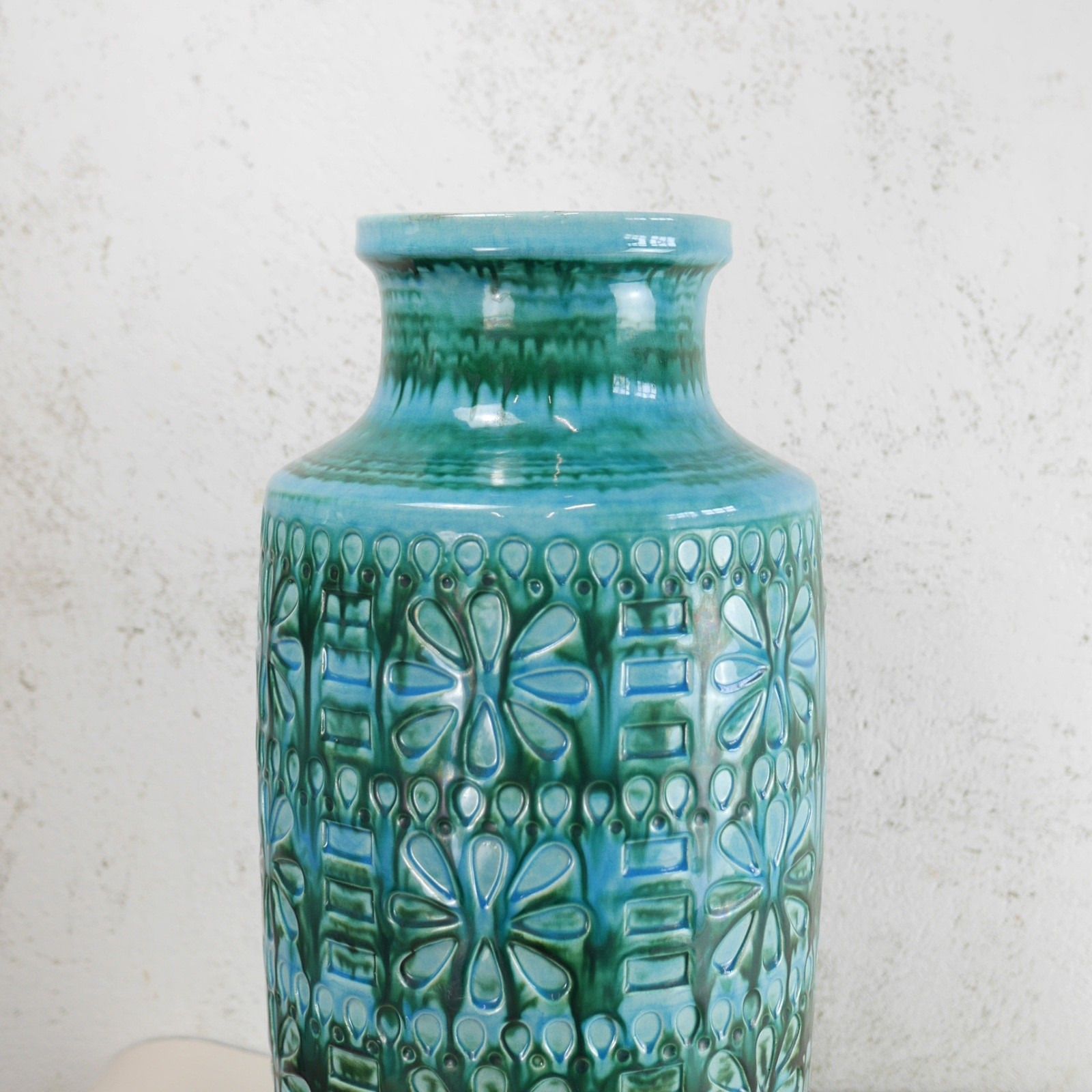 Ex Large Vintage Mid Century Blue Green Vase West Germany Scheurich 50cm #103026 photo vinterior