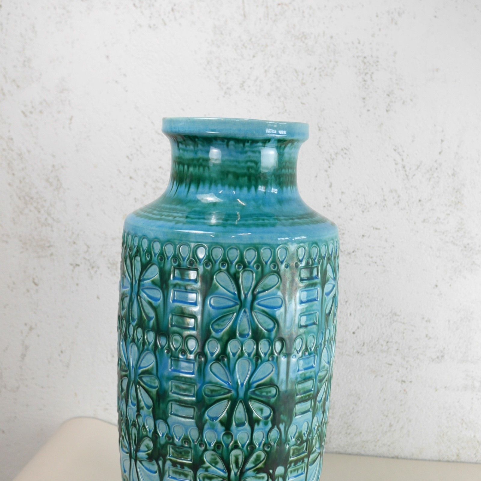 Ex Large Vintage Mid Century Blue Green Vase West Germany Scheurich 50cm #103026 photo buy