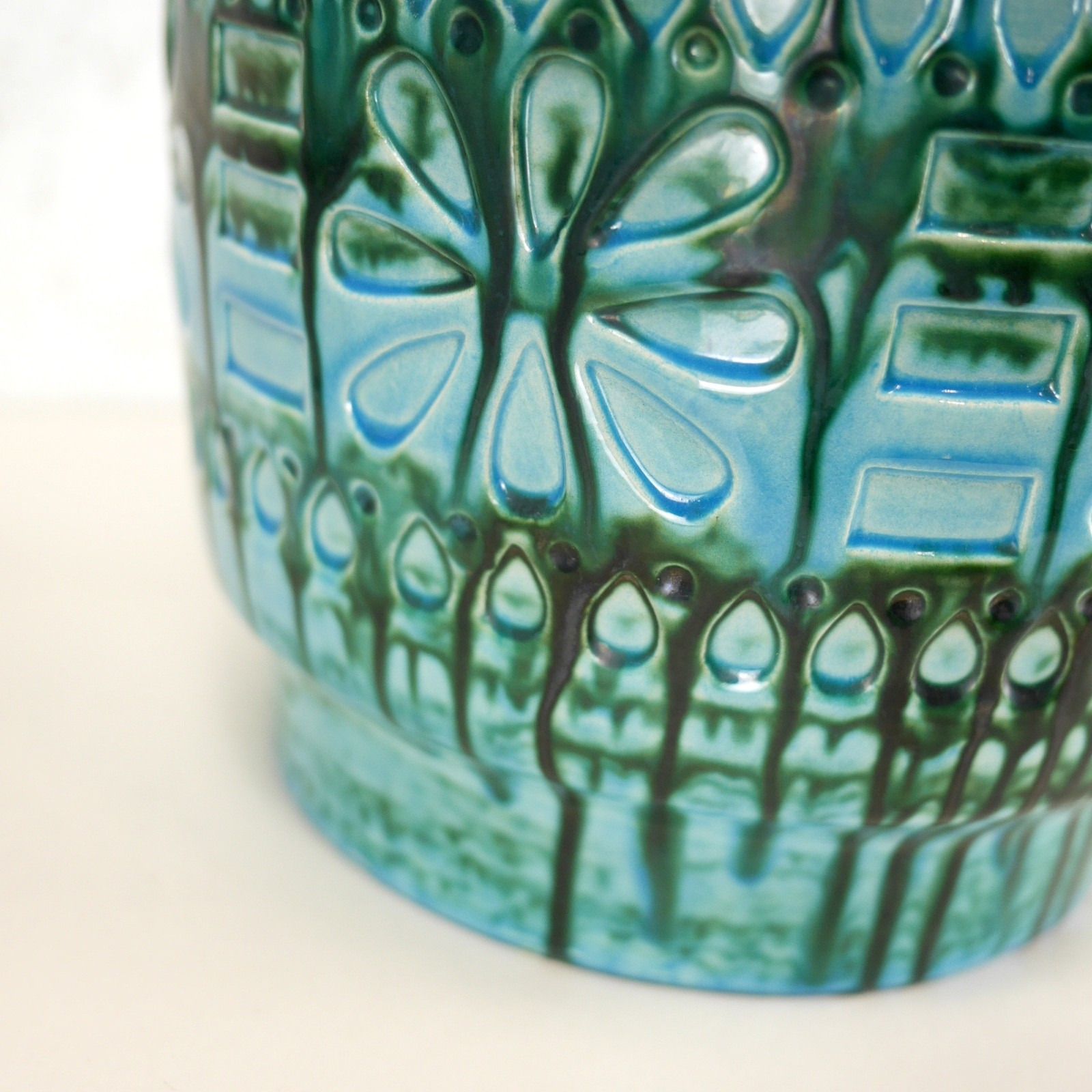 photo vintage Ex Large Vintage Mid Century Blue Green Vase West Germany Scheurich 50cm #103026