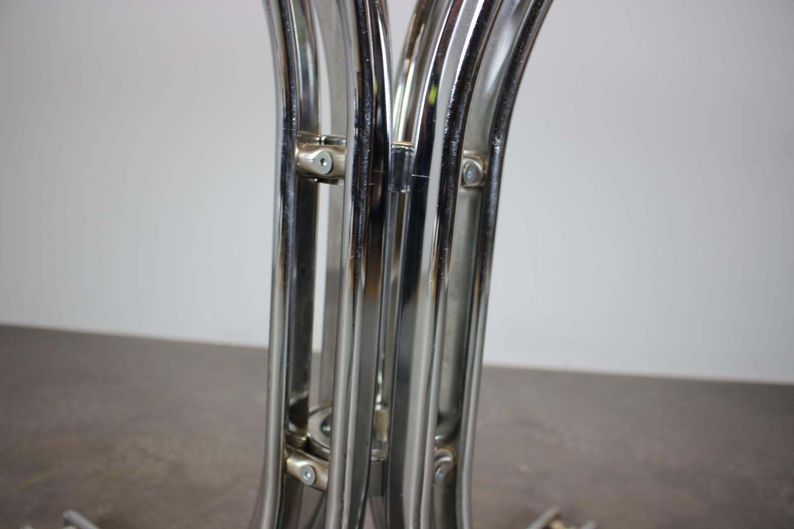 Round Dining Table Chnrome And Glass / Italy, 1980s photo buy