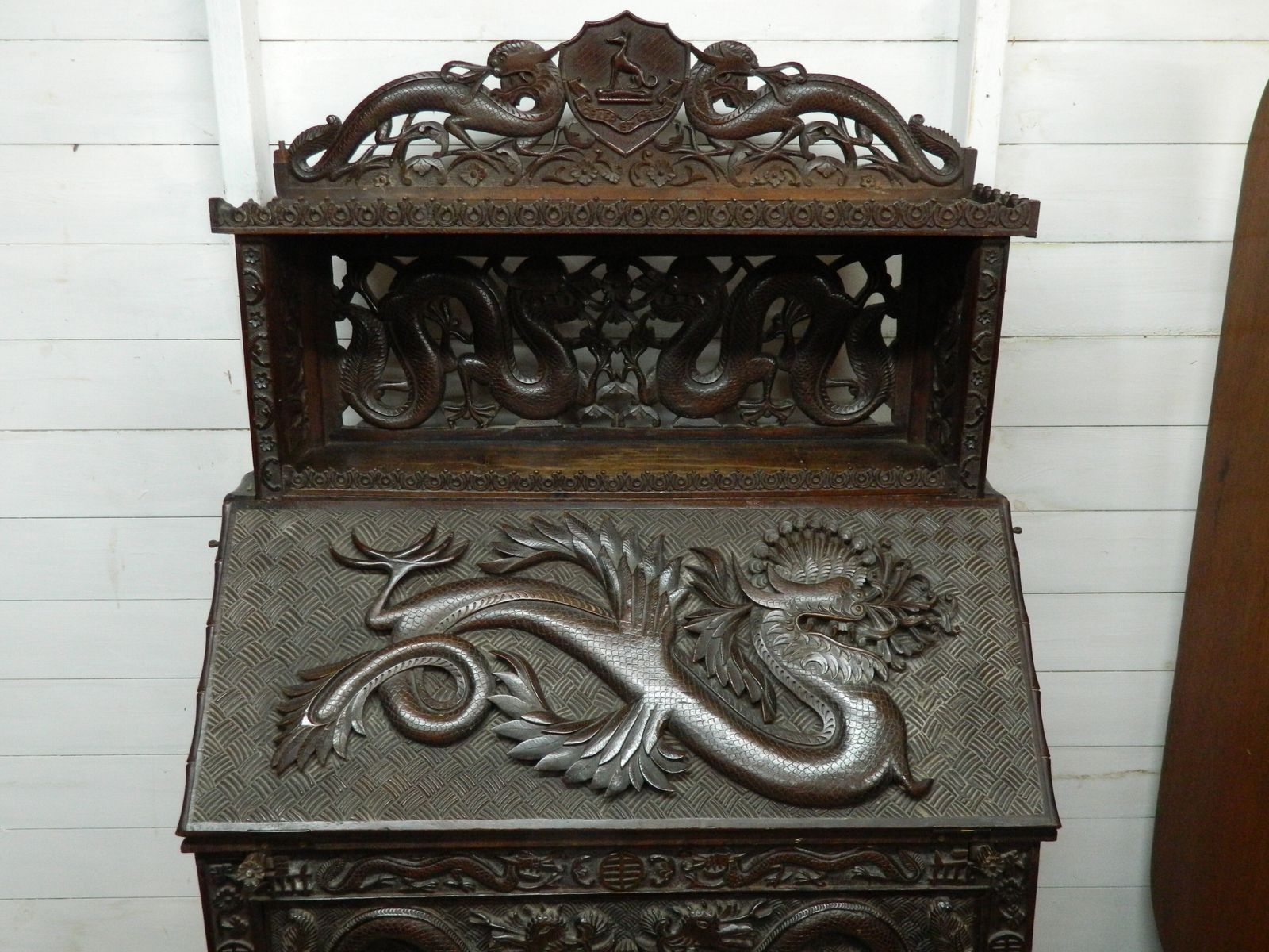 Antique Chinese Dragon Carved Bureau photo 1750.0