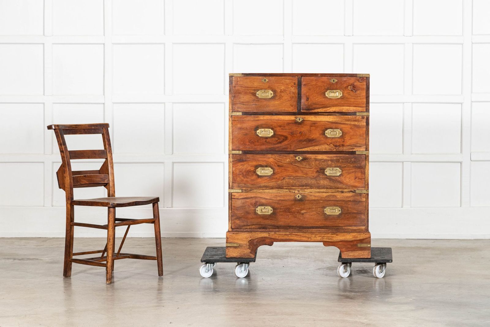 19thc English Walnut Campaign Chest Drawers photo 3393.0