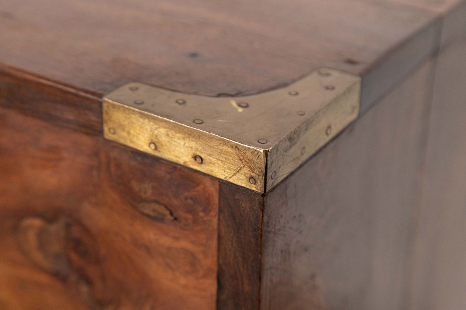 photo for sale 19thc English Walnut Campaign Chest Drawers