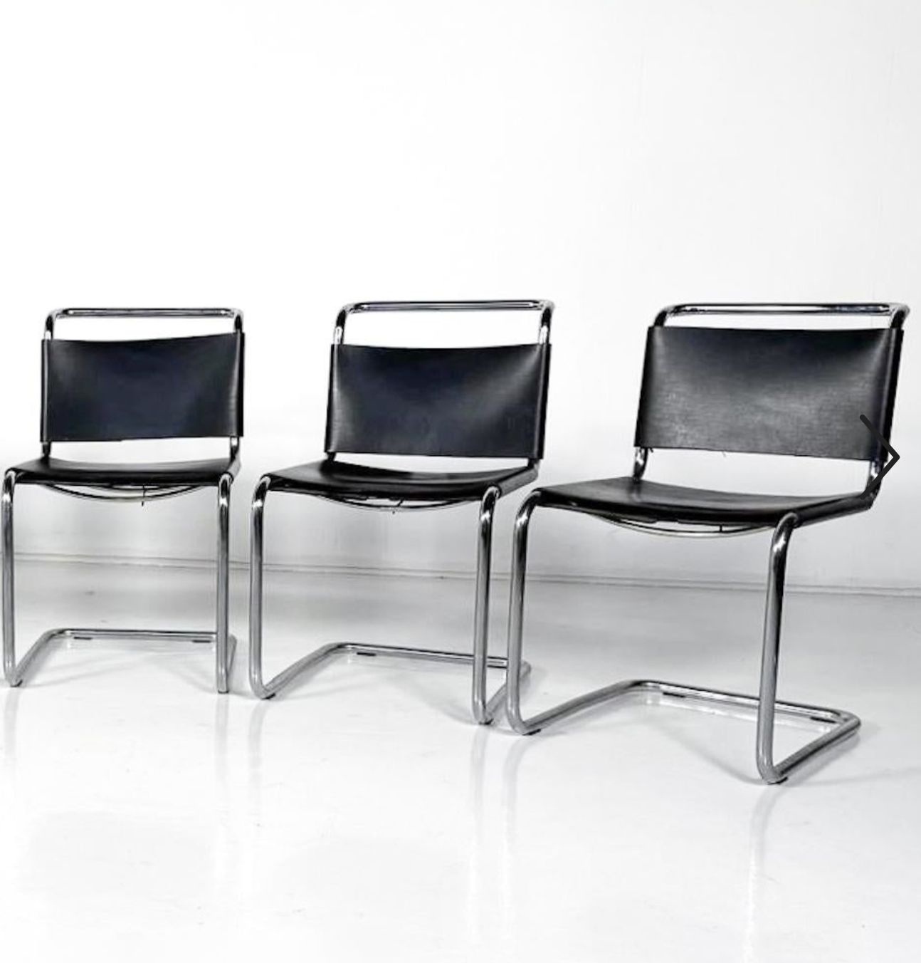 Set Of 6 Chairs Model B33 By Marcel Breuer, 1970s, Leather And Chrome photo Furniture
