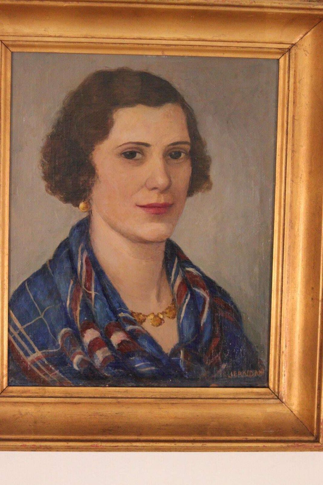 Original Swedish Oil On Panel – “Portrait Of Lilly Lundberg” By Maj Jerndahl – Vintage & Framed – 57.5 × 49.5 Cm (22.6" × 19.5") photo vinterior