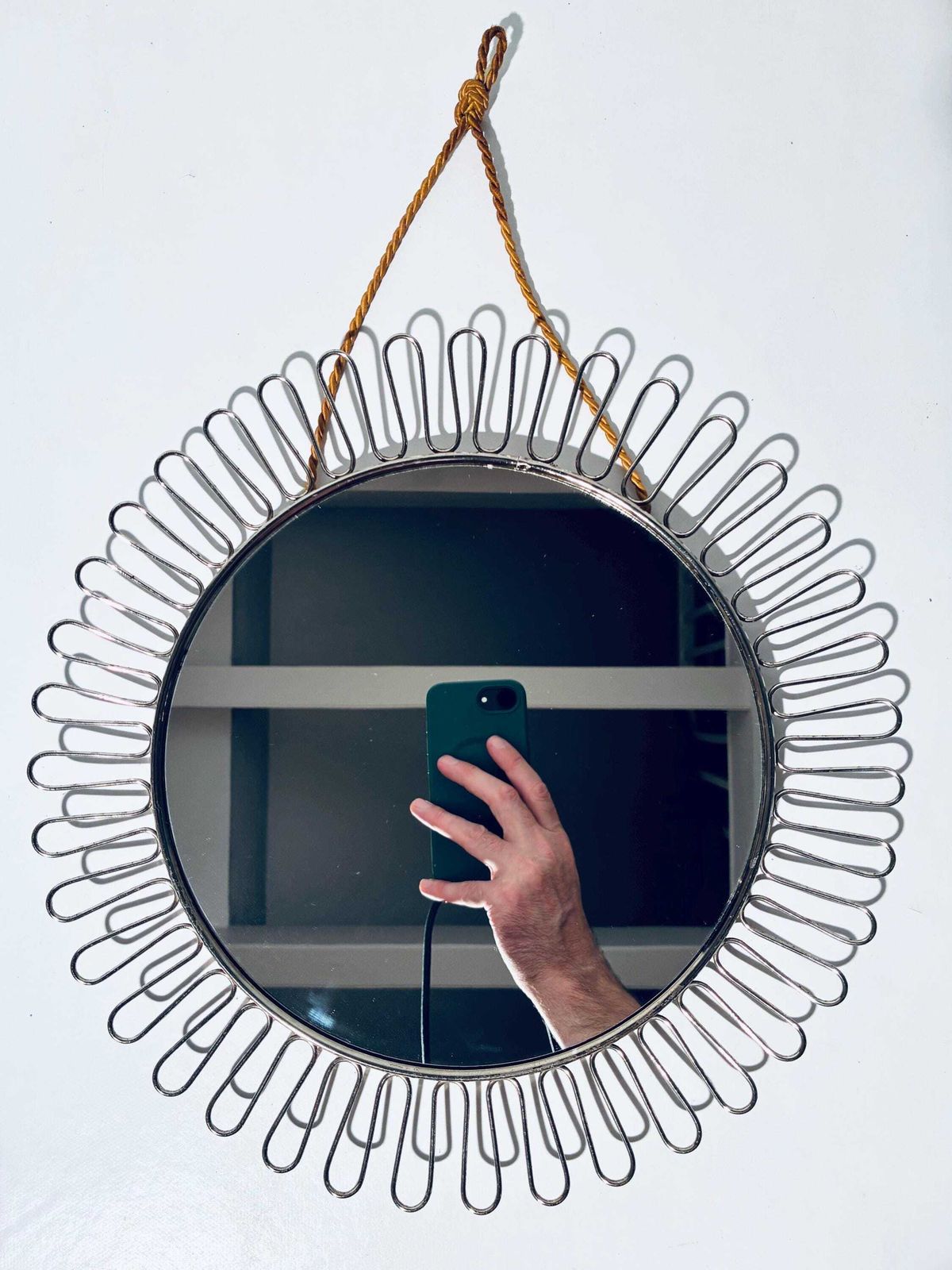 Round Sunbeam Metal Circular Mirror / 1960s Mid Century Vintage Decor photo furniture