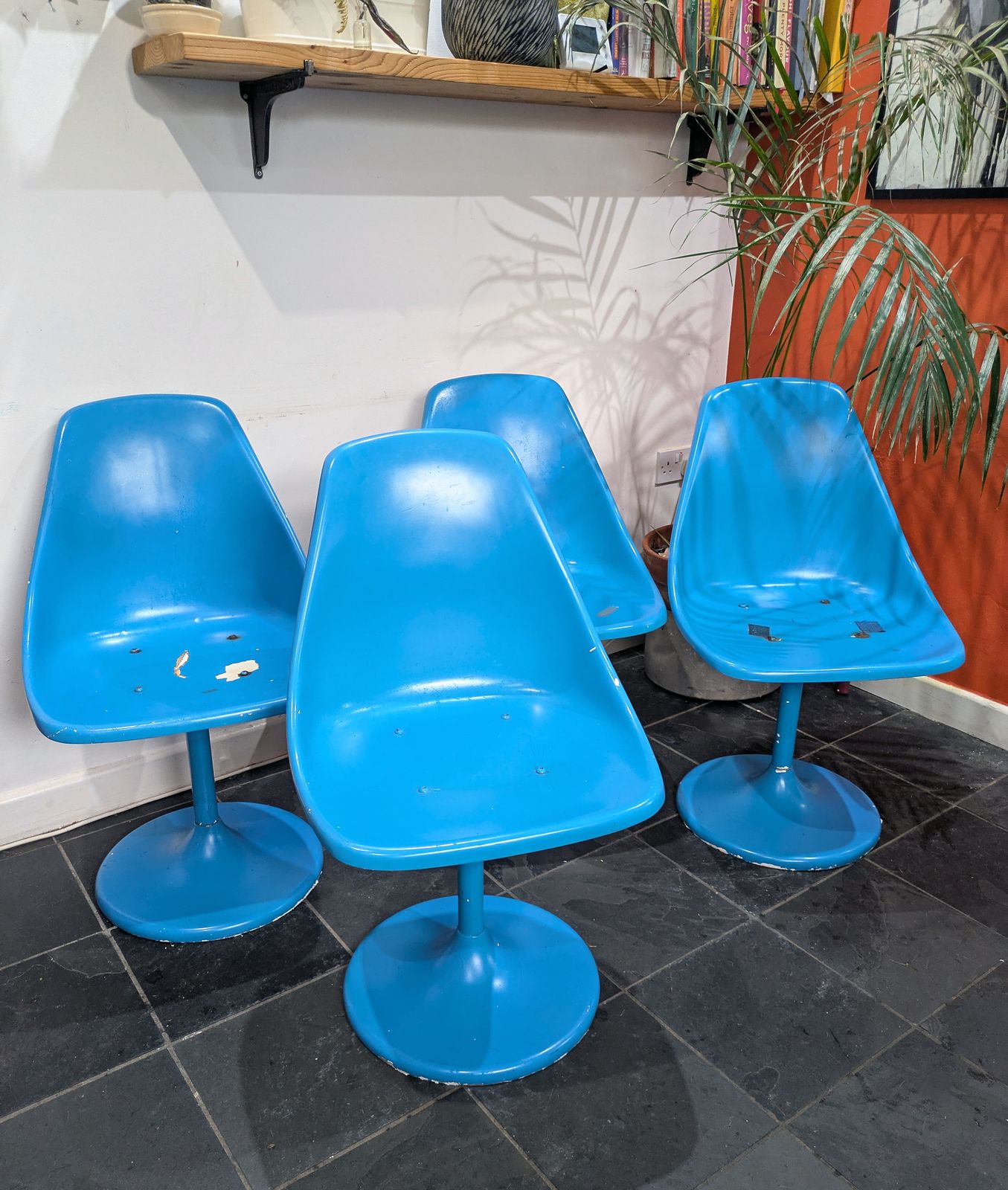 Set Of 4 Vintage 1960s Tulip Chairs   Blue   Eero Saarinen / Knoll Reproductions photo furniture