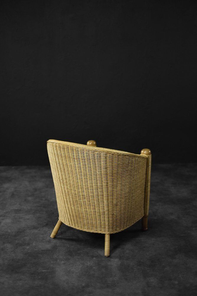 Vintage Italian Boho Rattan Barrel Chair, 1970s photo vintage