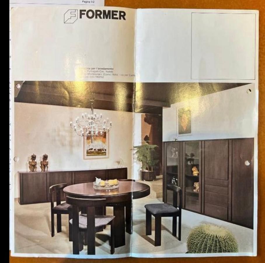 photo buy Dining Set By Luigi Vaghi For Former With Six Leather Chairs, Italy 1960's