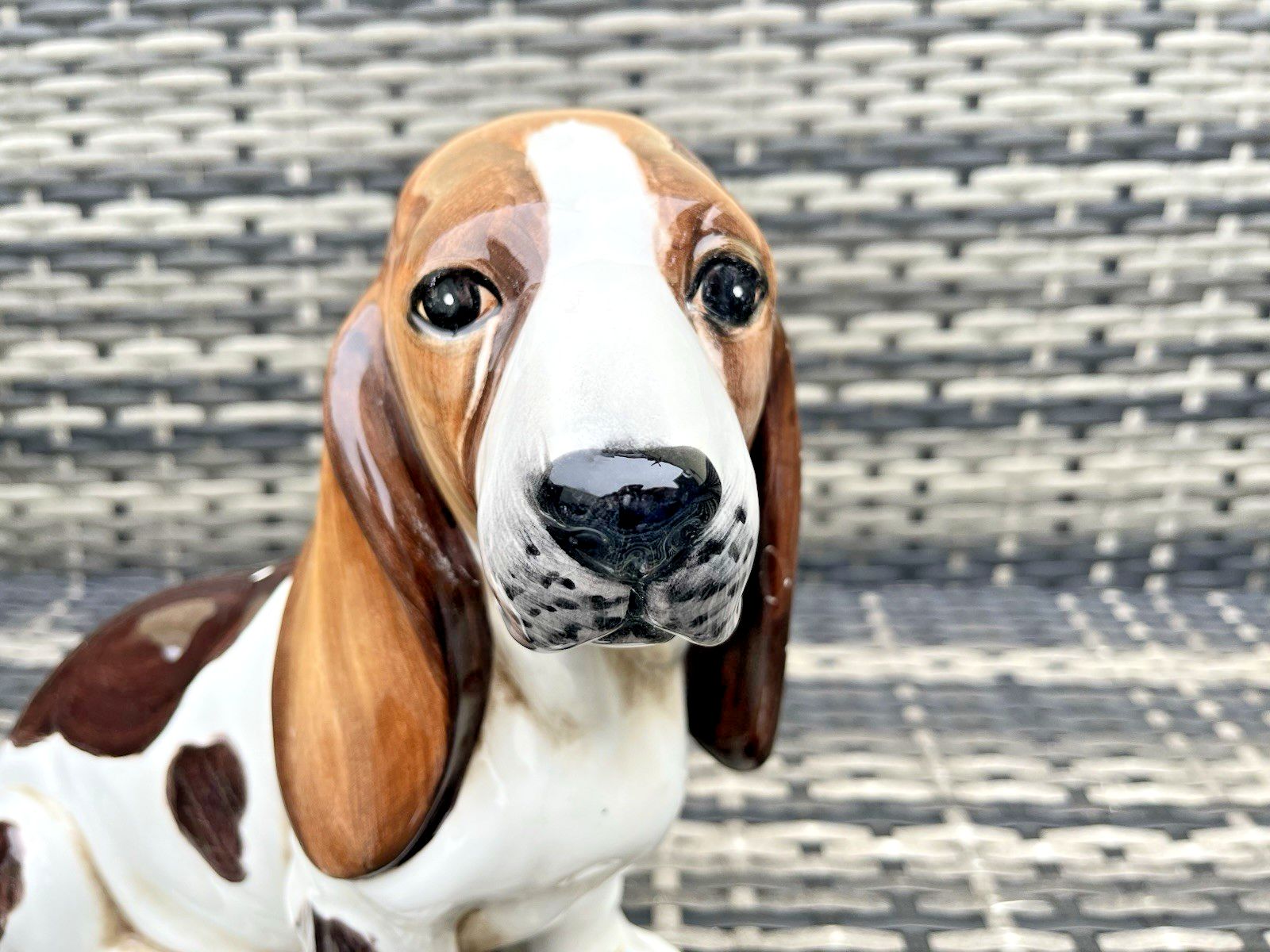 photo for sale Cute Large Vintage Italian Pottery Fireside Sitting Basset Hound Dog Ornament