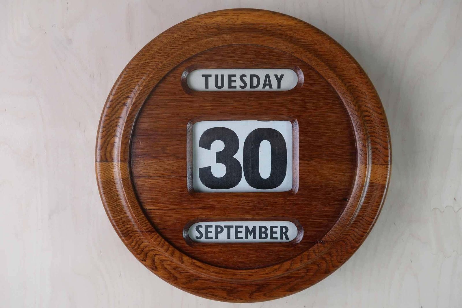 Large Antique Round Oak Perpetual Wall Calendar. English, C.1900 photo furniture