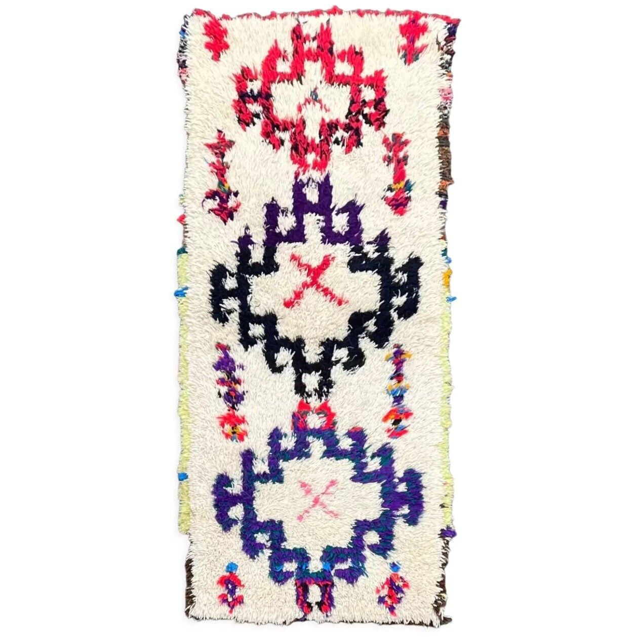 Vintage Berber Colofull Rug 80x180 Cm, North African Carpet, Berber Cotton Rug, Vintage Bohemian Rug, Azilal Rug, Berber Teppich photo for sale