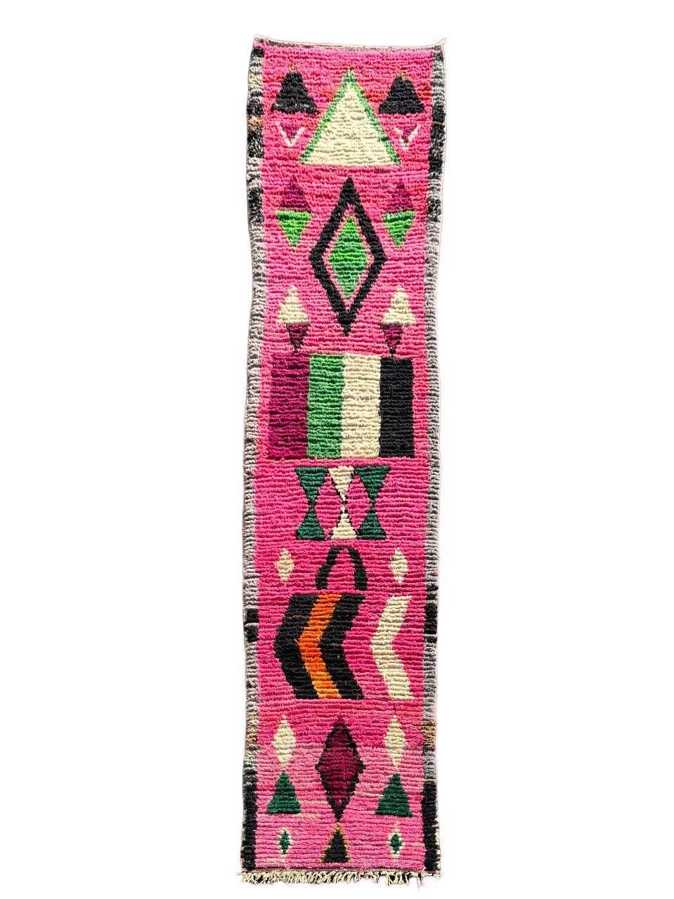 Hand Knotted Pink Moroccan Runner Rug Exquisite Handmade Traditional Pink Moroccan Berber Hallway Rug Premium Craftsmanship 70x330 Cm photo furniture