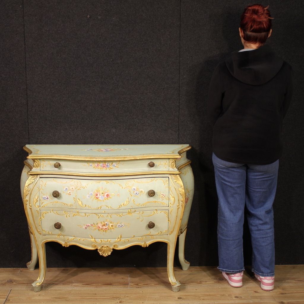 Venetian Lacquered, Painted And Gilded Dresser From The 20th Century photo for sale