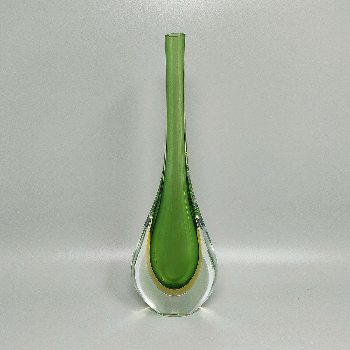 1960s Gorgeous Green And Yellow Vase By Flavio Poli photo 449.0