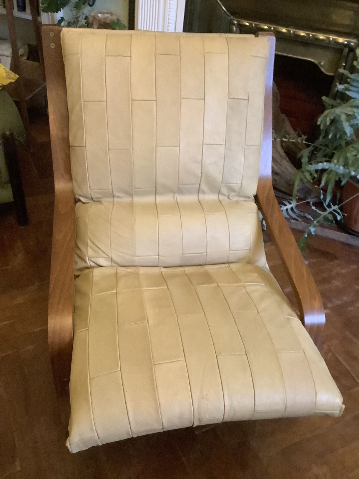 Vintage Leather & Bentwood Cantilever Chair With Leg Rest