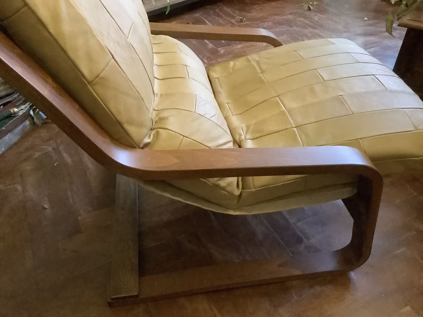 Vintage Leather & Bentwood Cantilever Chair With Leg Rest photo furniture