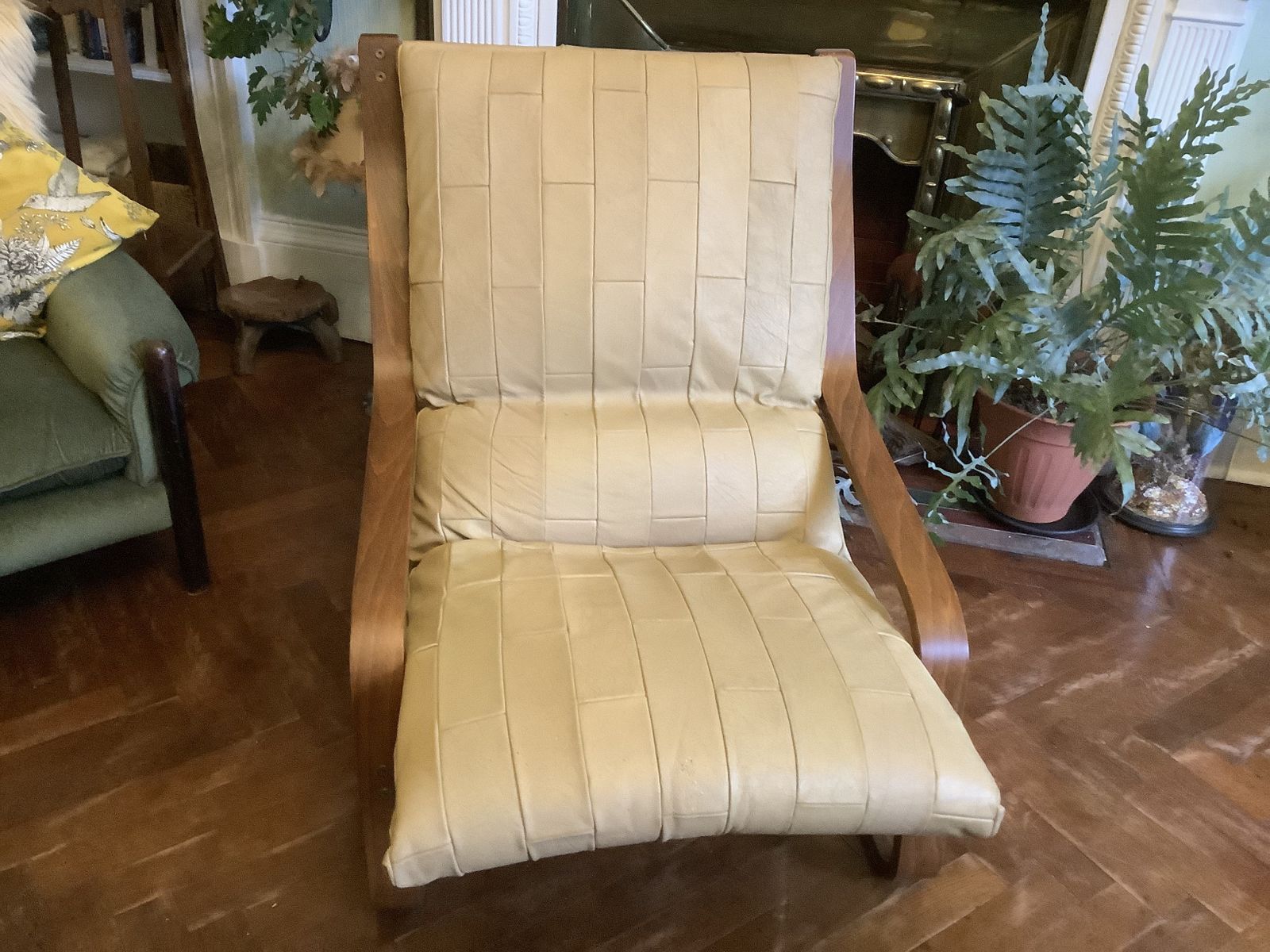 Vintage Leather & Bentwood Cantilever Chair With Leg Rest photo 250.0