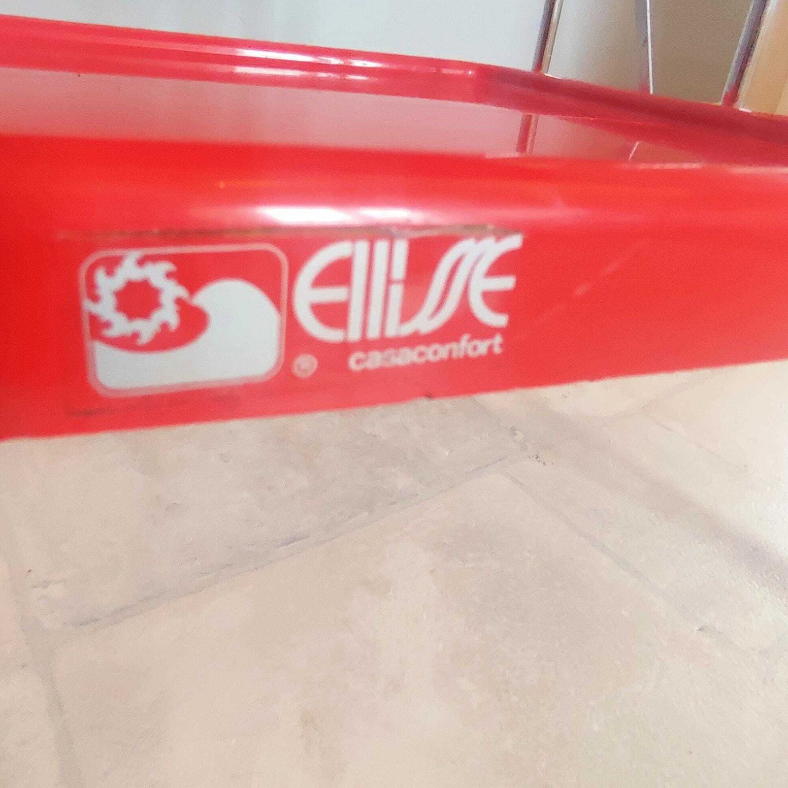 750.0 Vintage Italian Ellisse Red Two Tier Folding Trolley – Mid Century Modern Drinks Cart photo