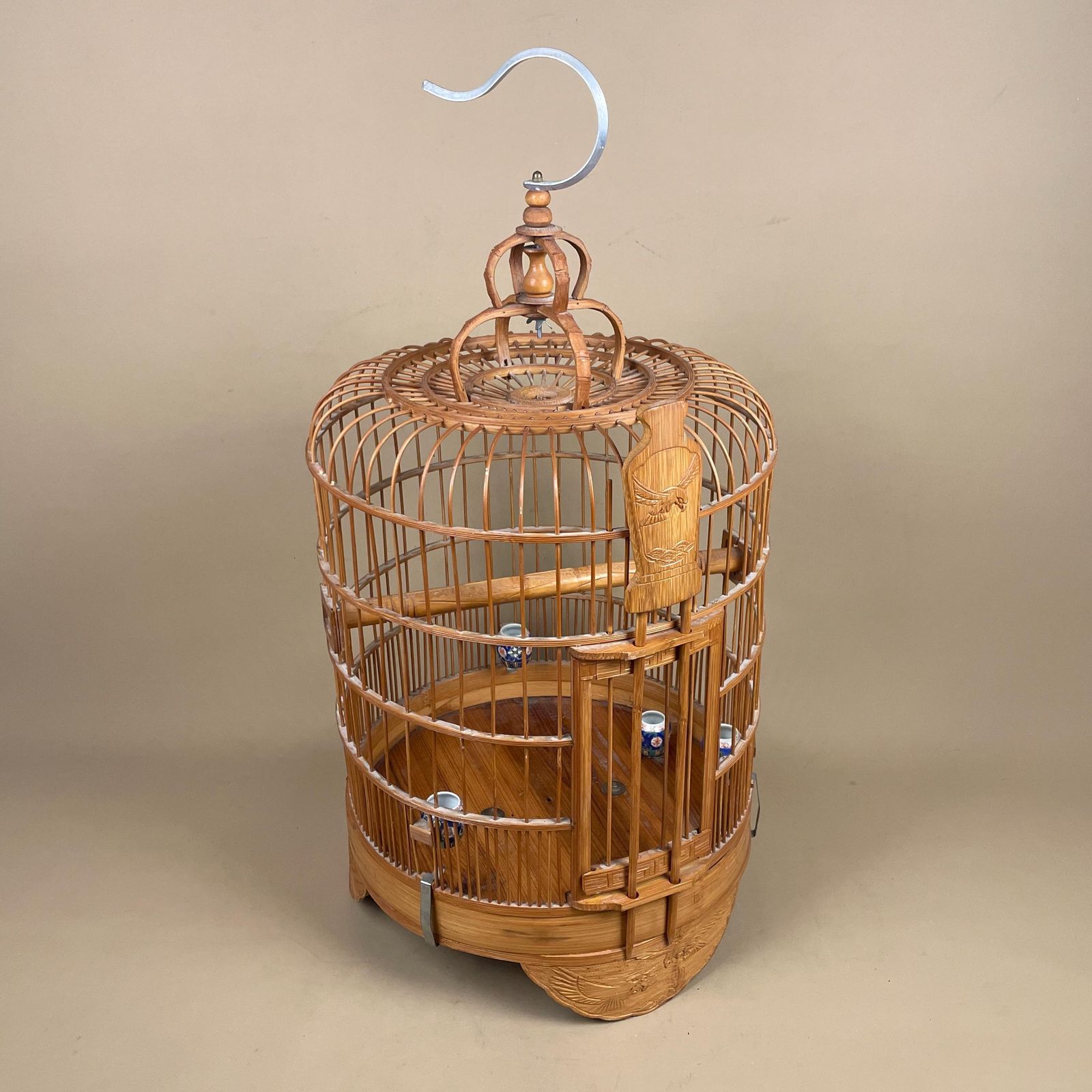 Wooden Decorative Oriental Bird Cage Wood House Japan Birdcage Vintage Asian Ceramic Pots Handmade Plant Holder Shop Display Hanging Antique photo Home Decor