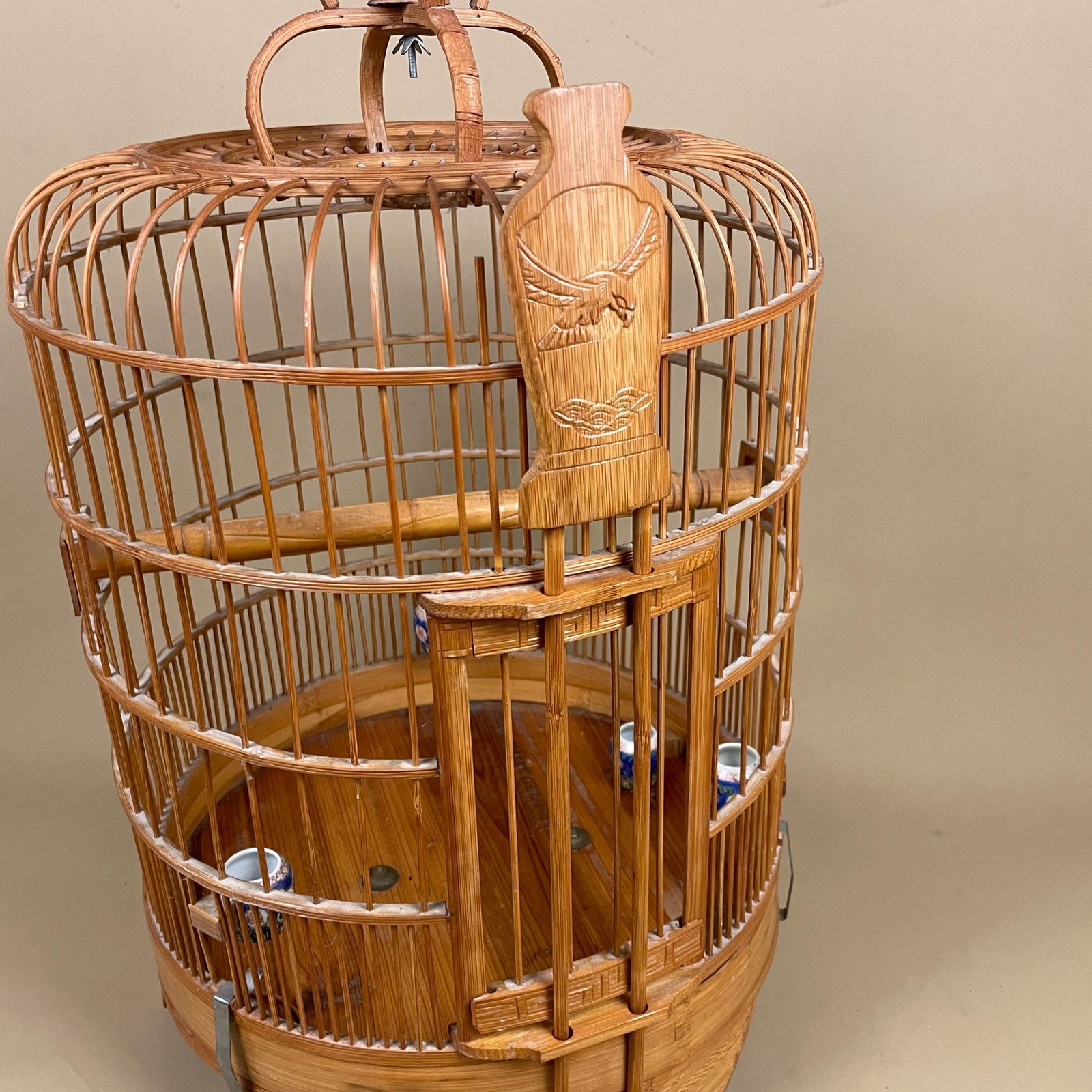 Wooden Decorative Oriental Bird Cage Wood House Japan Birdcage Vintage Asian Ceramic Pots Handmade Plant Holder Shop Display Hanging Antique photo 195.0