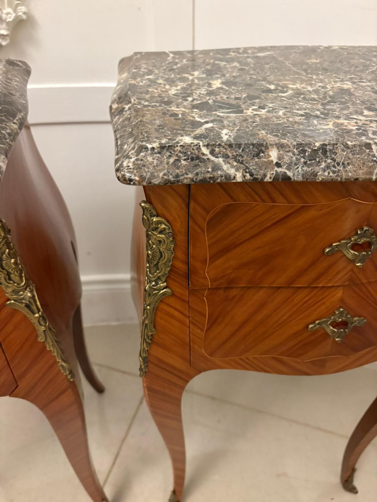 Antique Pair Of Quality French Marble Top Side Cabinets photo furniture