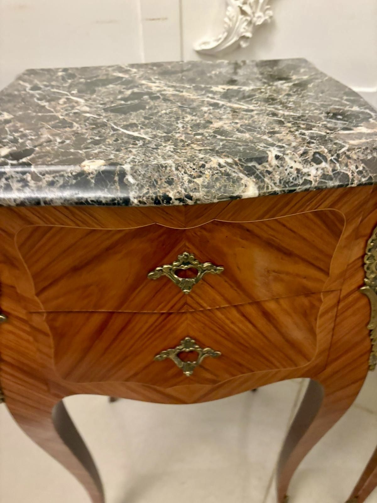 Antique Pair Of Quality French Marble Top Side Cabinets photo vintage