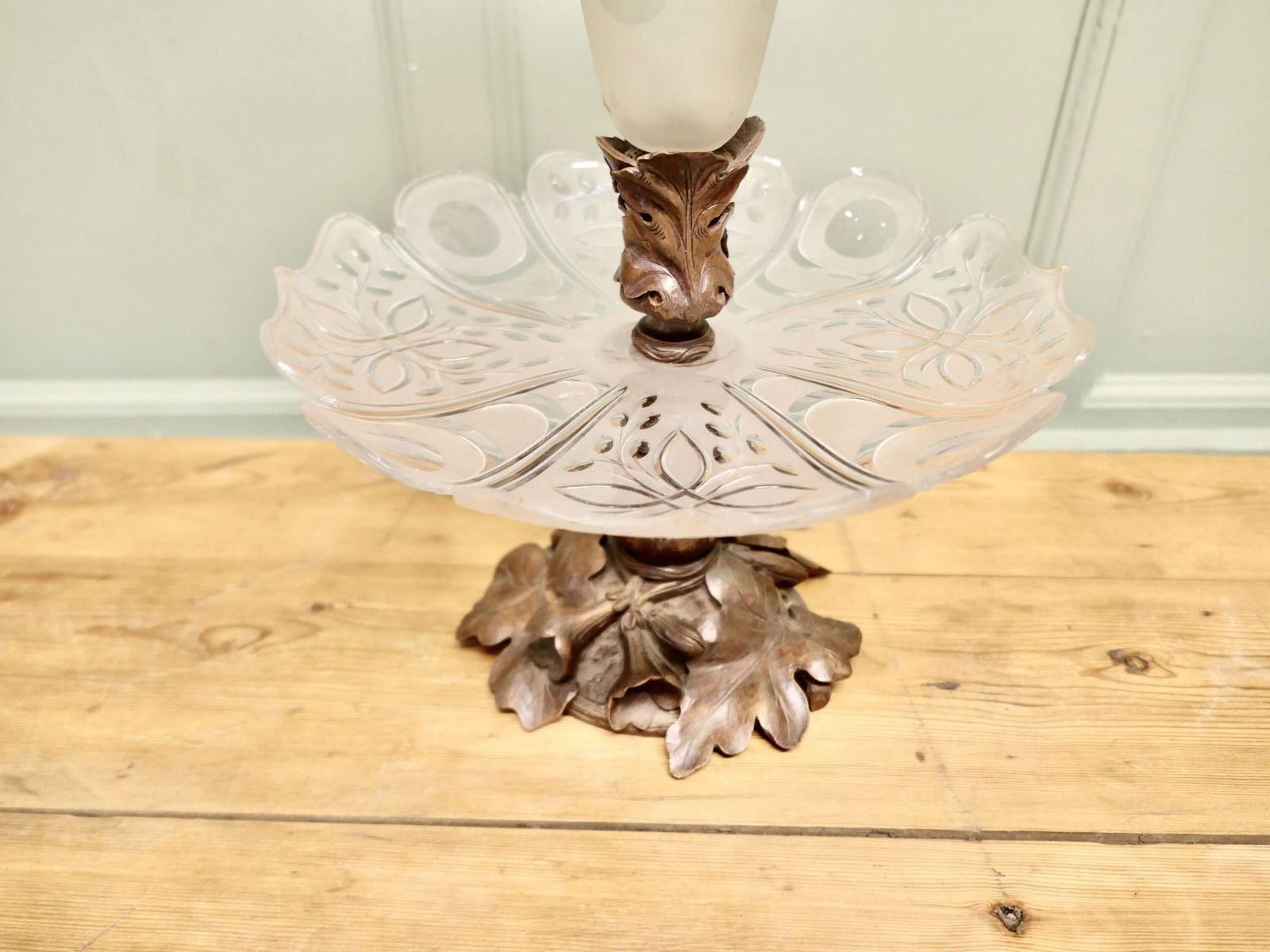Carved Black Forest And Baccarat Crystal Epergne Centre Piece photo vinterior