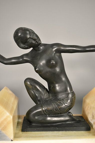 French Art Deco Clock & Garniture By H Molins Balleste & Tahou, Lourdes photo vinterior