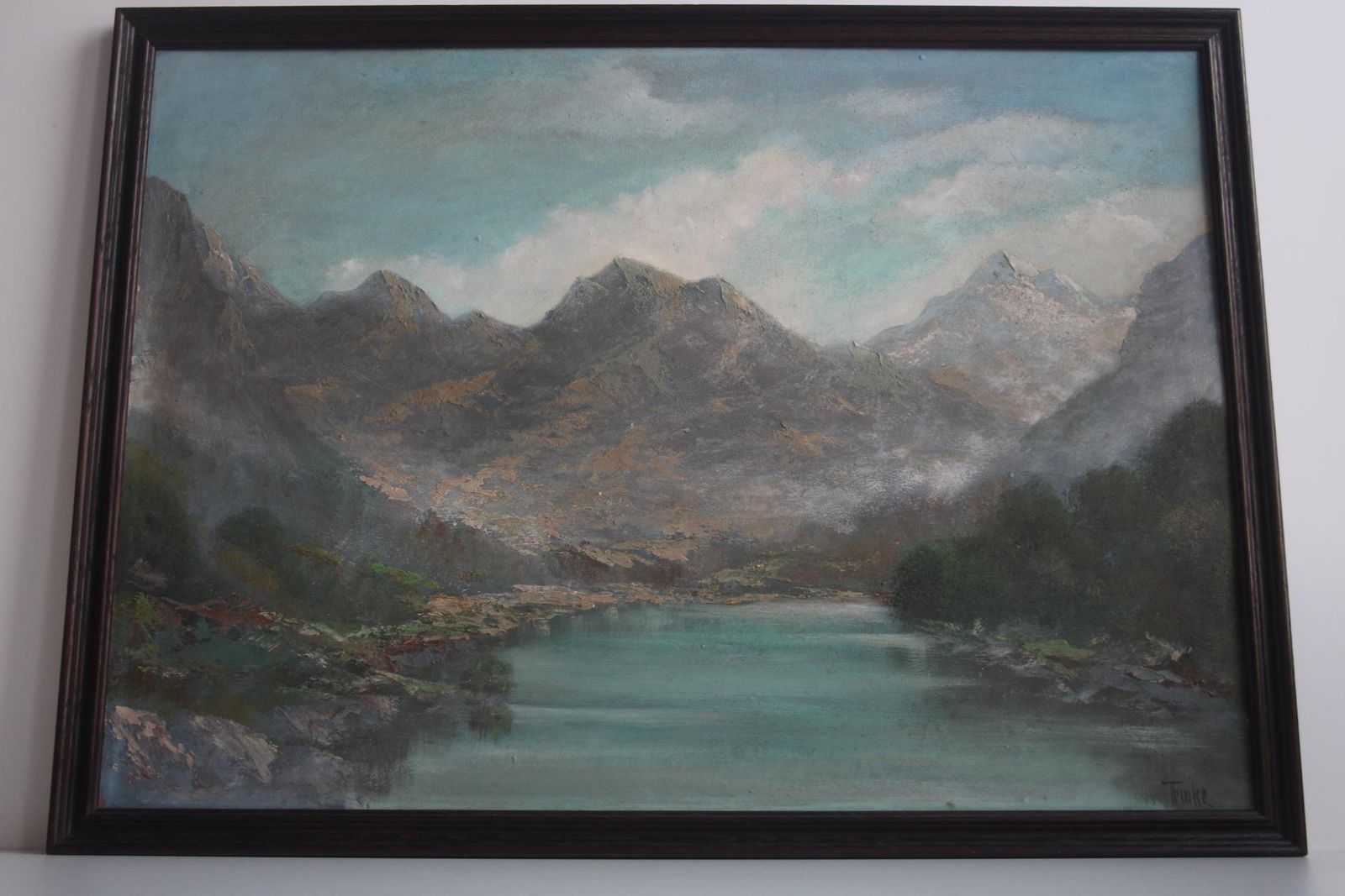 Hand Painted Painting, Oil On Fiberboard, Signed, Czechoslovakia, 1960's. photo for sale