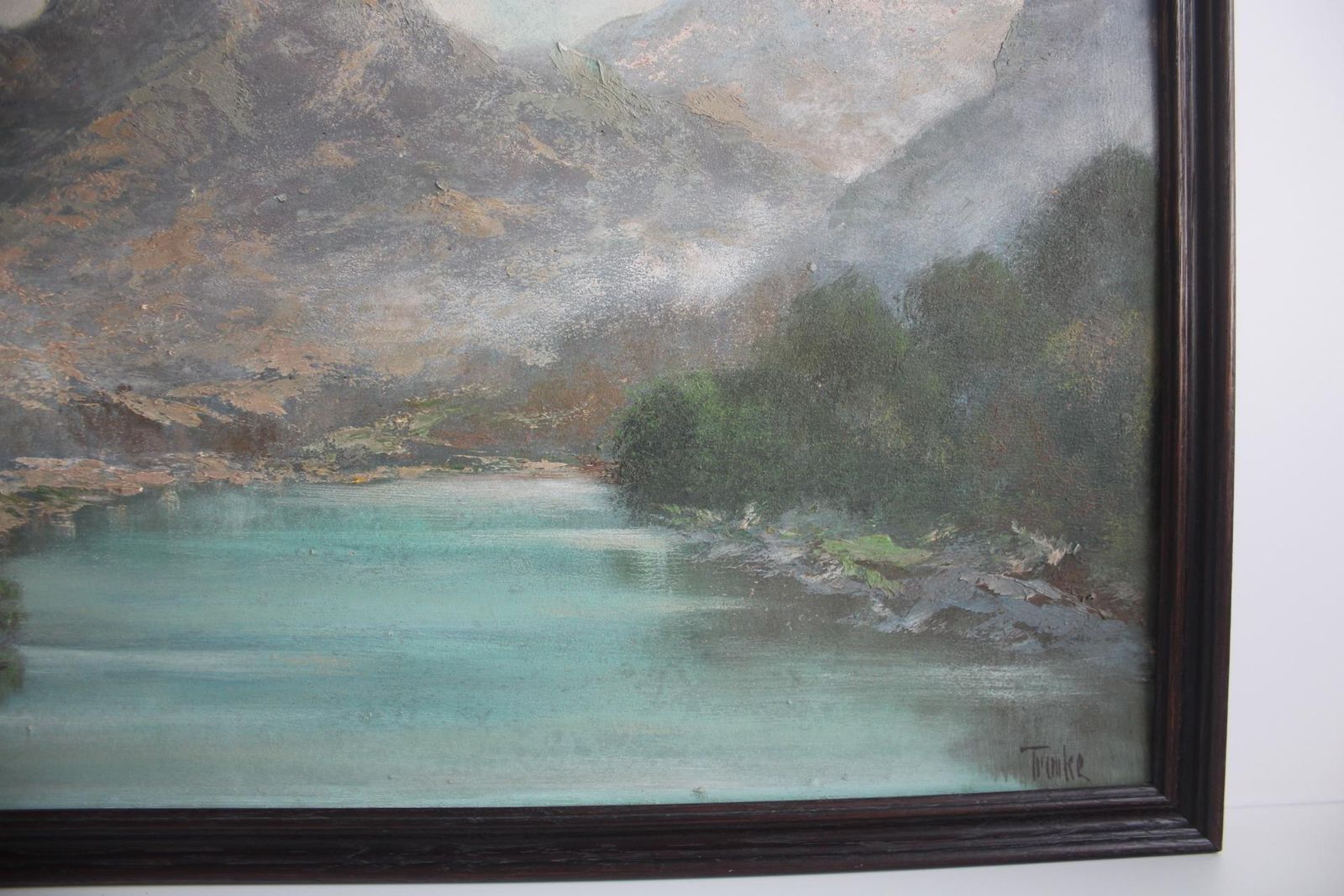 photo furniture Hand Painted Painting, Oil On Fiberboard, Signed, Czechoslovakia, 1960's.