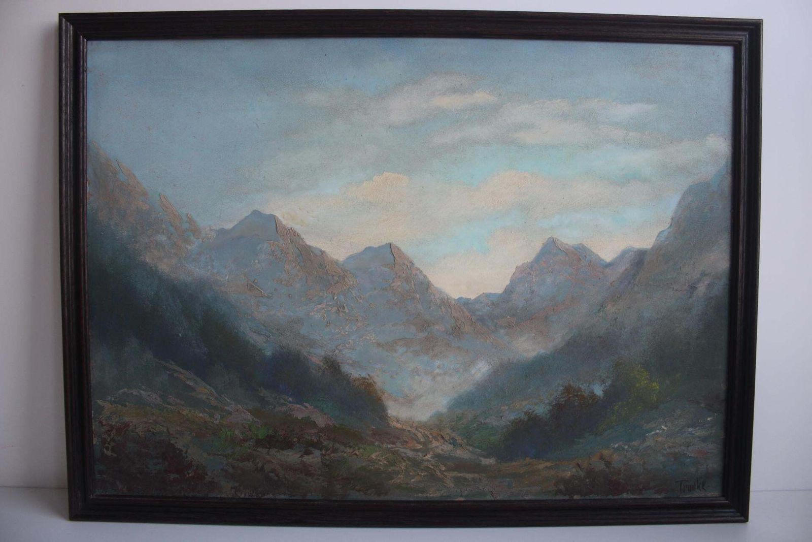 Hand Painted Painting, Oil On Fiberboard, Signed, Czechoslovakia, 1960's. photo furniture